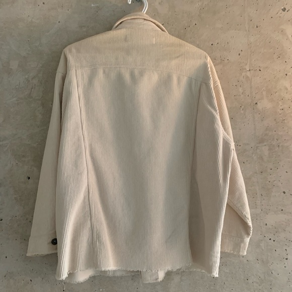 Zara Oversized Boyfriend Corduroy Jacket, Beige, Size S - Picture 5 of 5